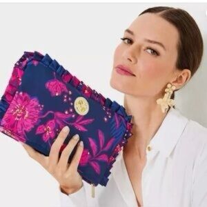 Lilly Pulitzer Blue Medium Never Ending Summer Ruffle Clutch Handbag Bag